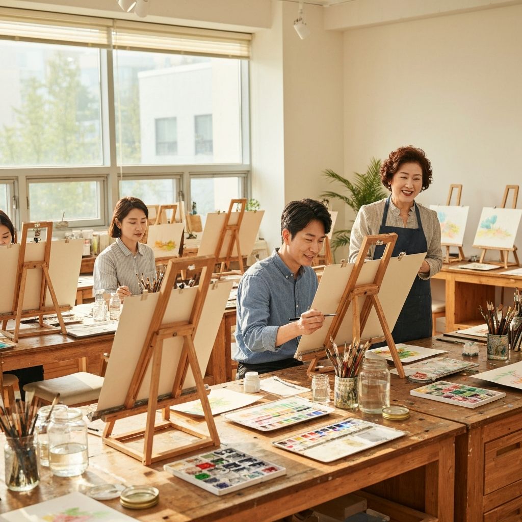 아트가든 넓은 수업 공간 — 자연광이 풍부한 밝은 스튜디오